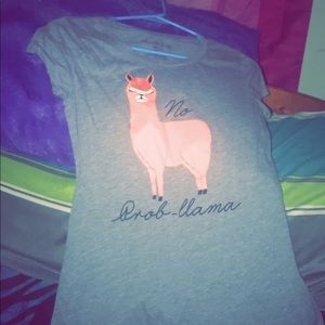 Grey shirt with a llama